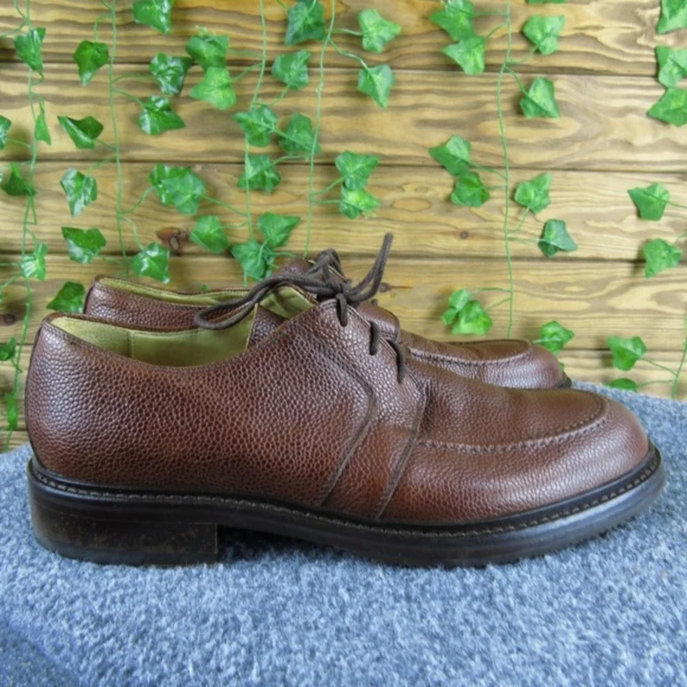 Joseph Abboud Moc Toe Men's‎ 8.5 Brown Leather Lace-Up Dress Shoe Classic Style